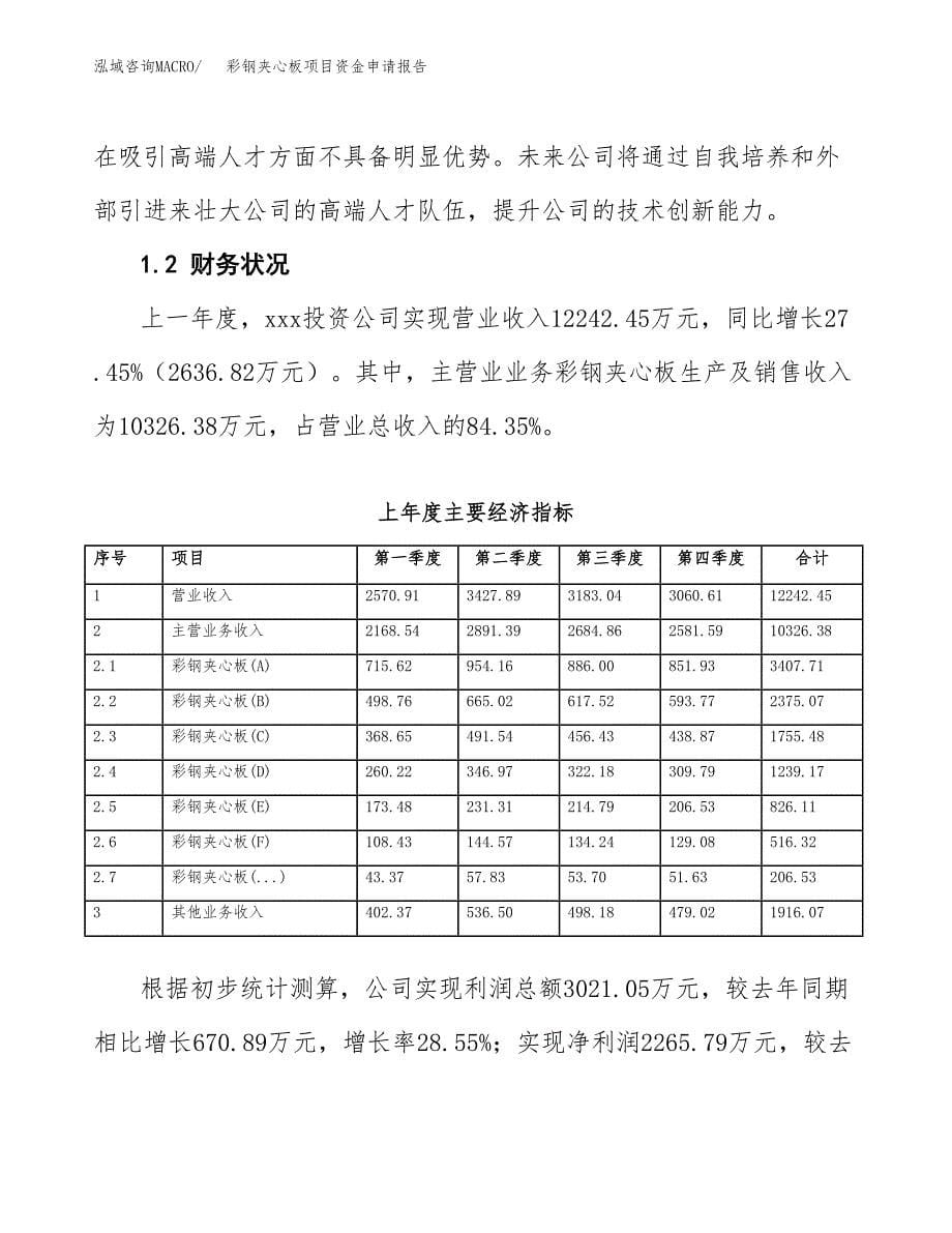 彩钢夹心板项目资金申请报告_第5页