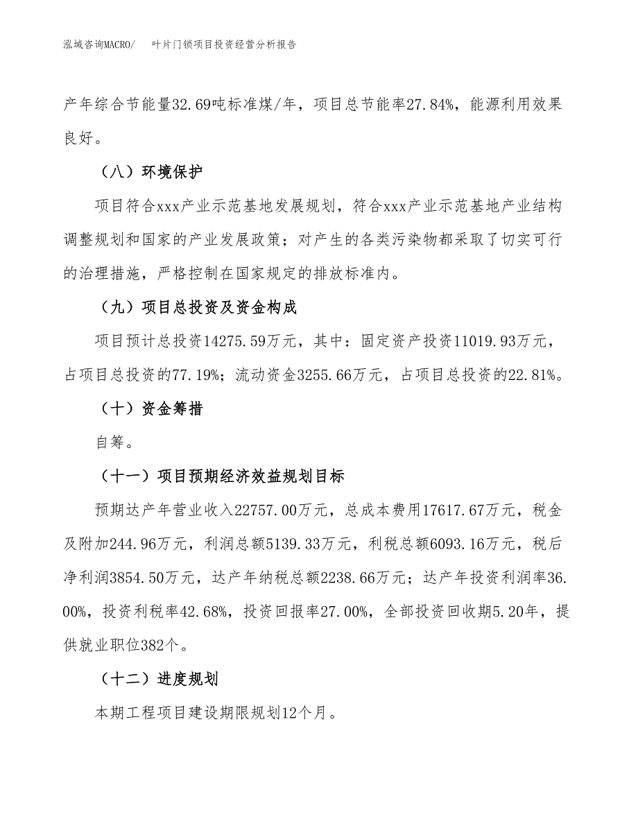 叶片门锁项目投资经营分析报告模板.docx_第4页