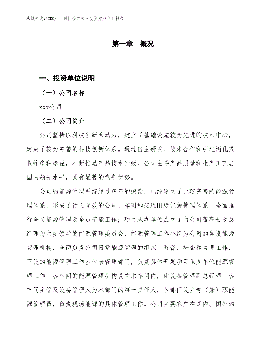 阀门接口项目投资方案分析报告.docx_第1页