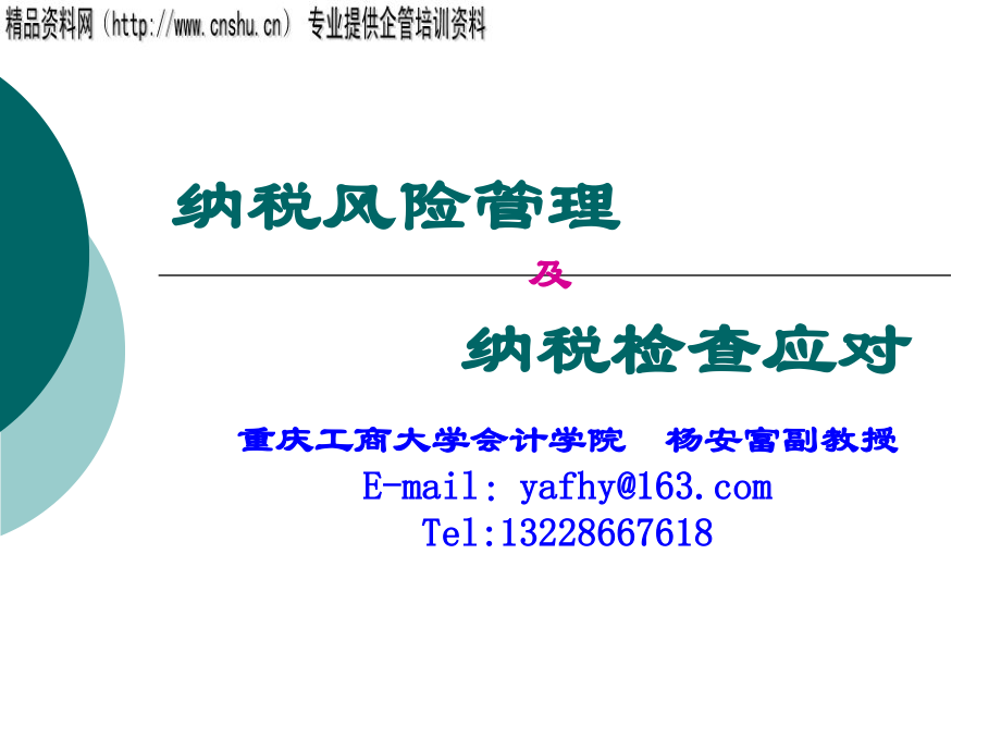 纳税风险管理及检查应对培训资料(ppt 75页)_第1页