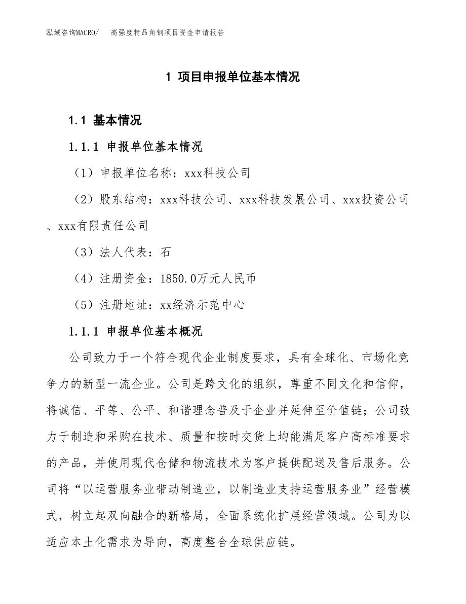 高强度精品角钢项目资金申请报告_第3页