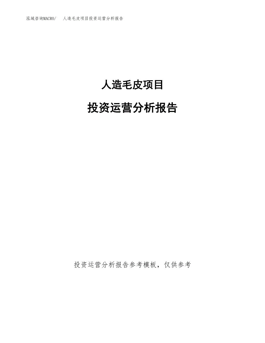 人造毛皮项目投资运营分析报告参考模板.docx_第1页