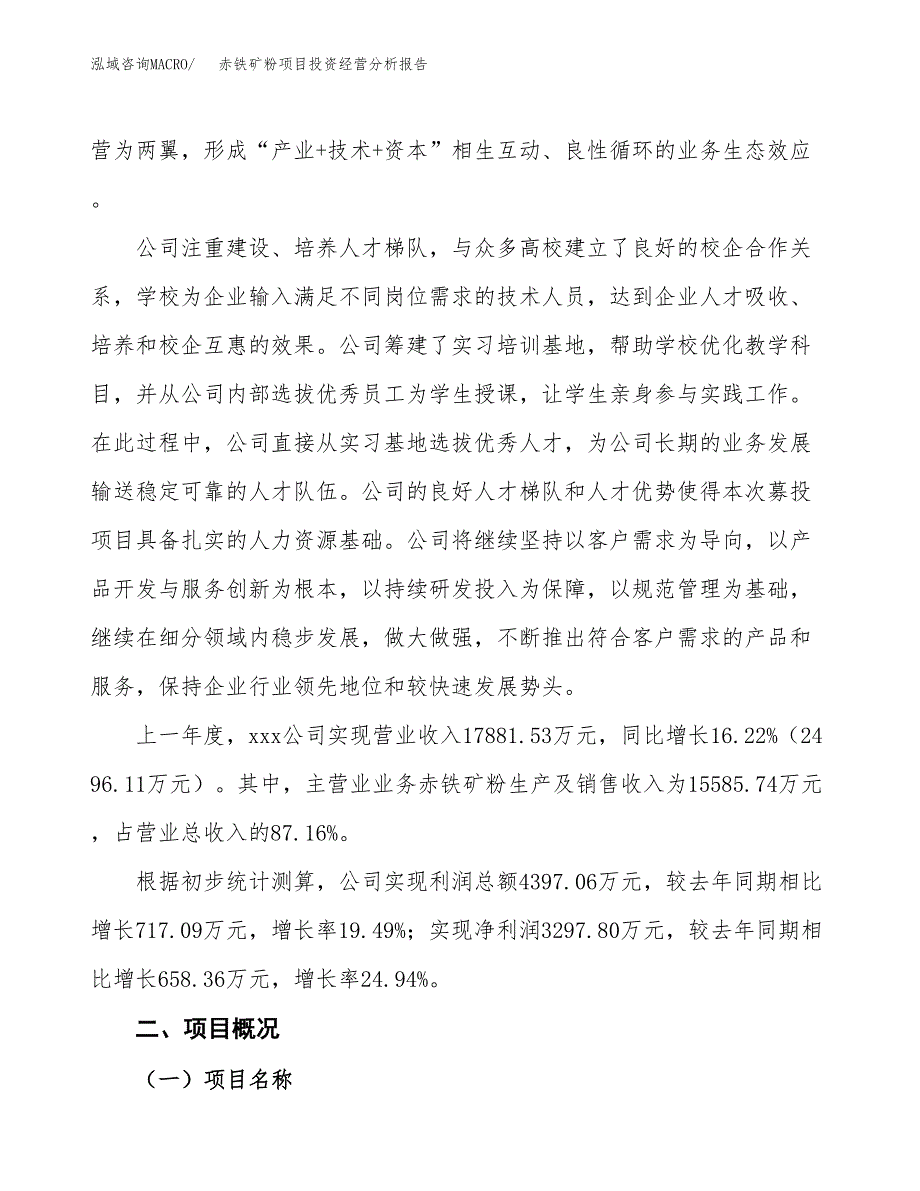 赤铁矿粉项目投资经营分析报告模板.docx_第3页