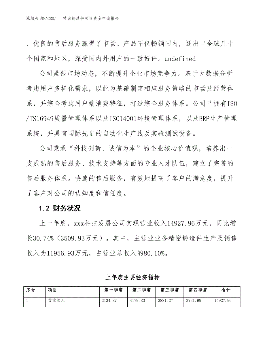 精密铸造件项目资金申请报告_第4页