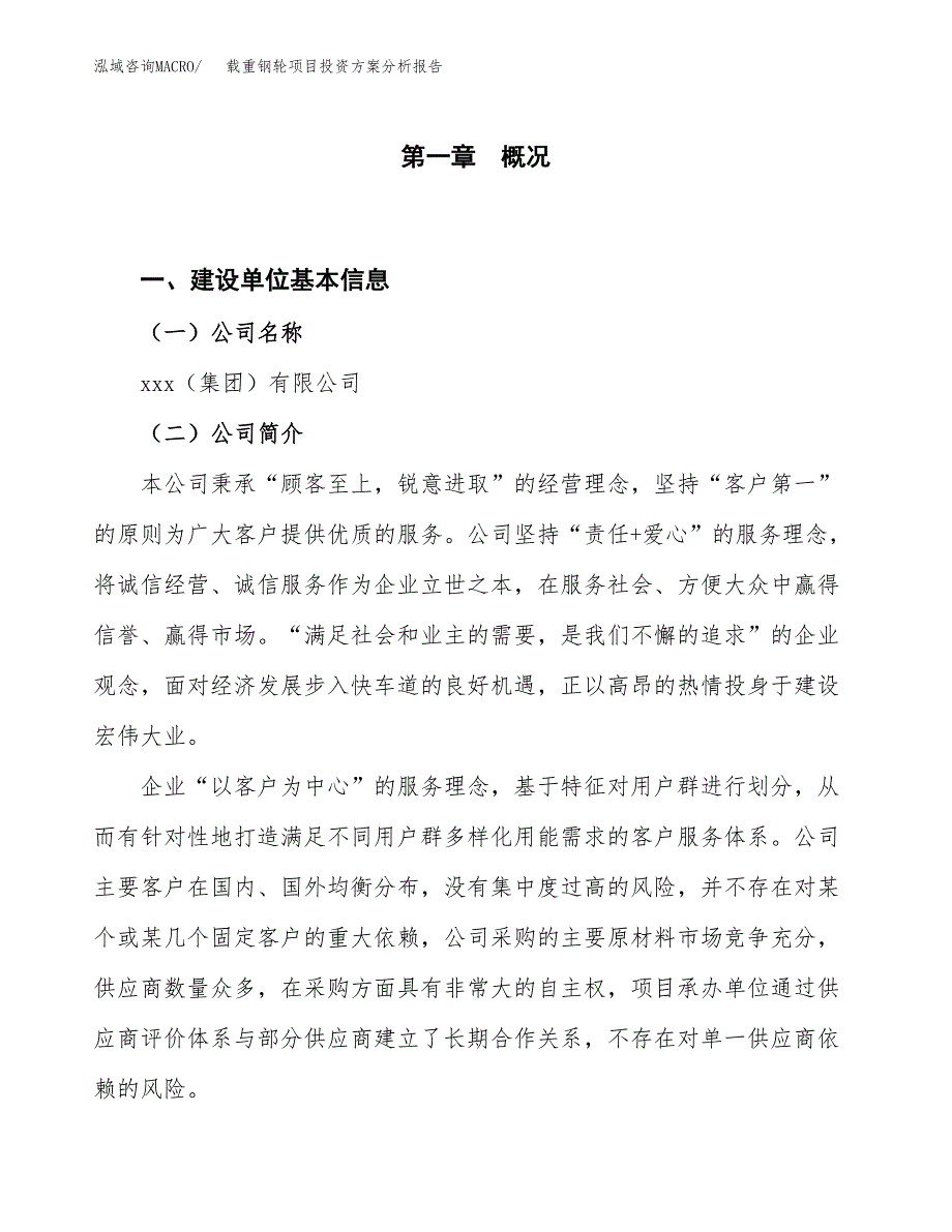 载重钢轮项目投资方案分析报告.docx_第1页