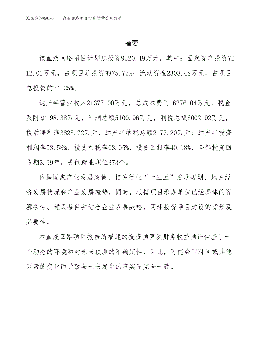 血液回路项目投资运营分析报告参考模板.docx_第2页