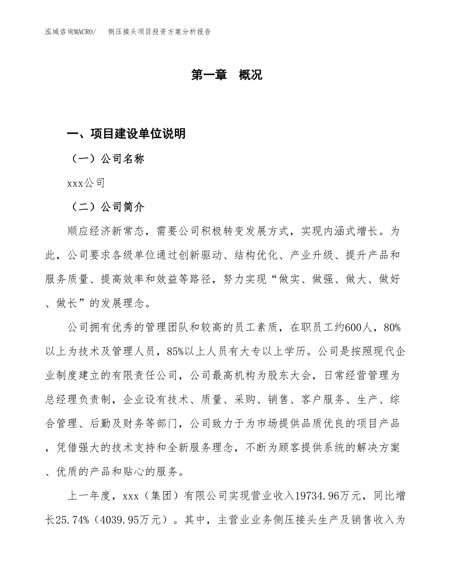 侧压接头项目投资方案分析报告.docx_第1页