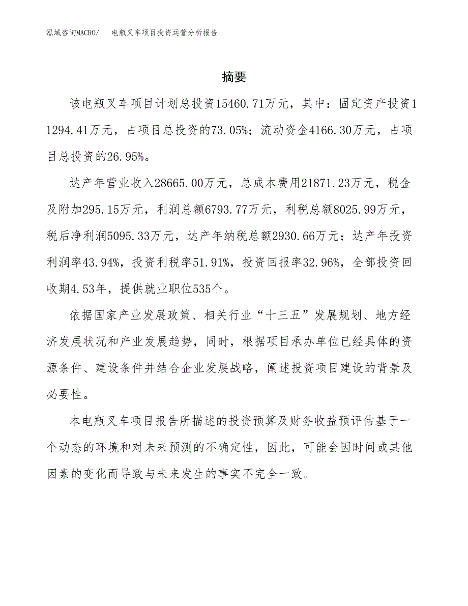 电瓶叉车项目投资运营分析报告参考模板.docx_第2页