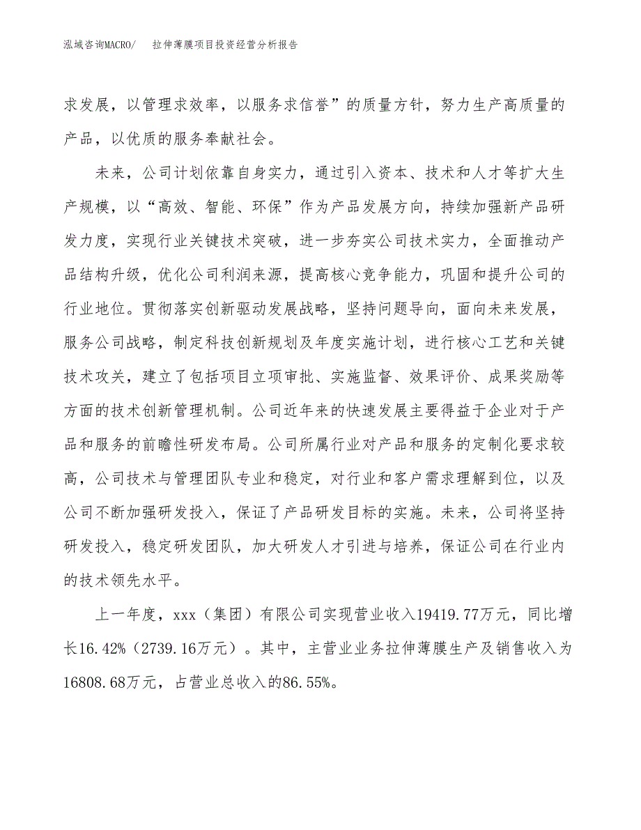 拉伸薄膜项目投资经营分析报告模板.docx_第2页