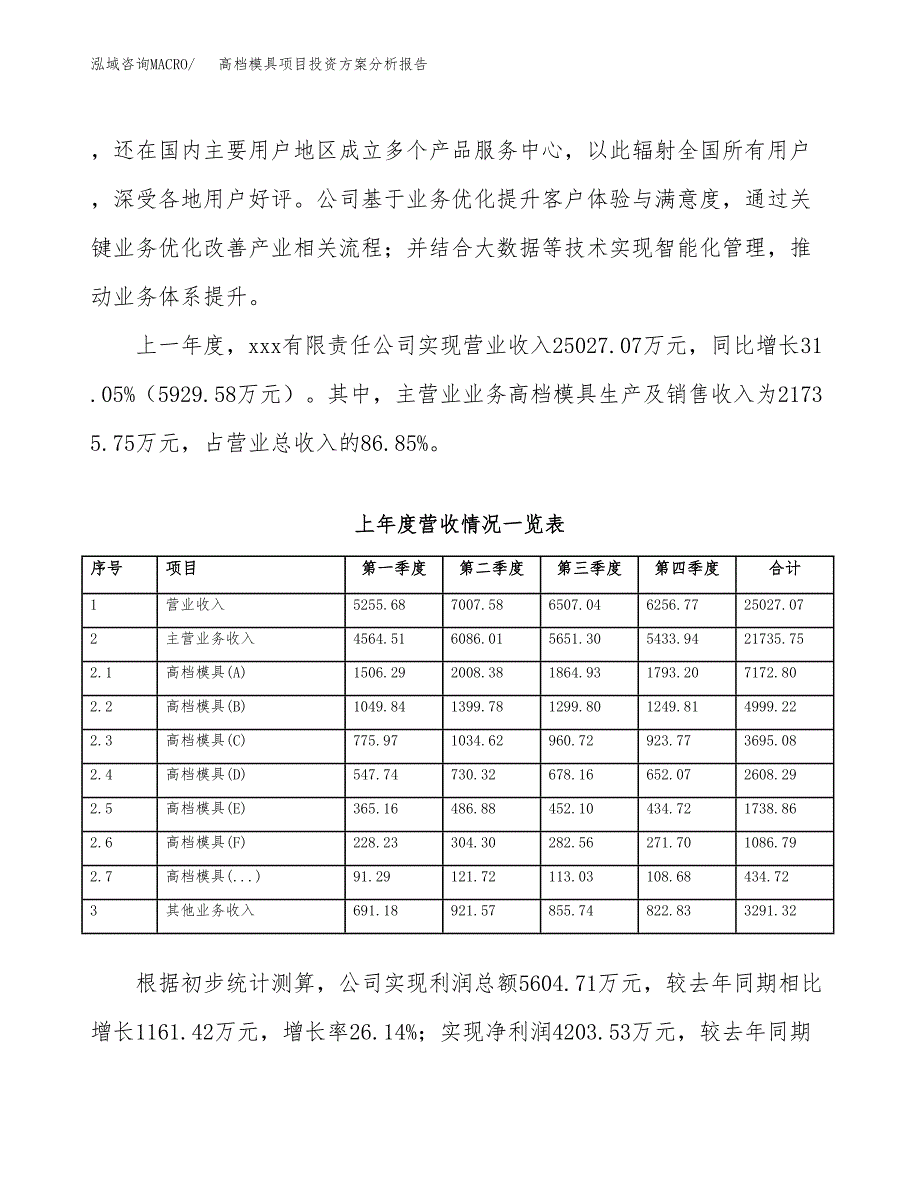 高档模具项目投资方案分析报告.docx_第2页