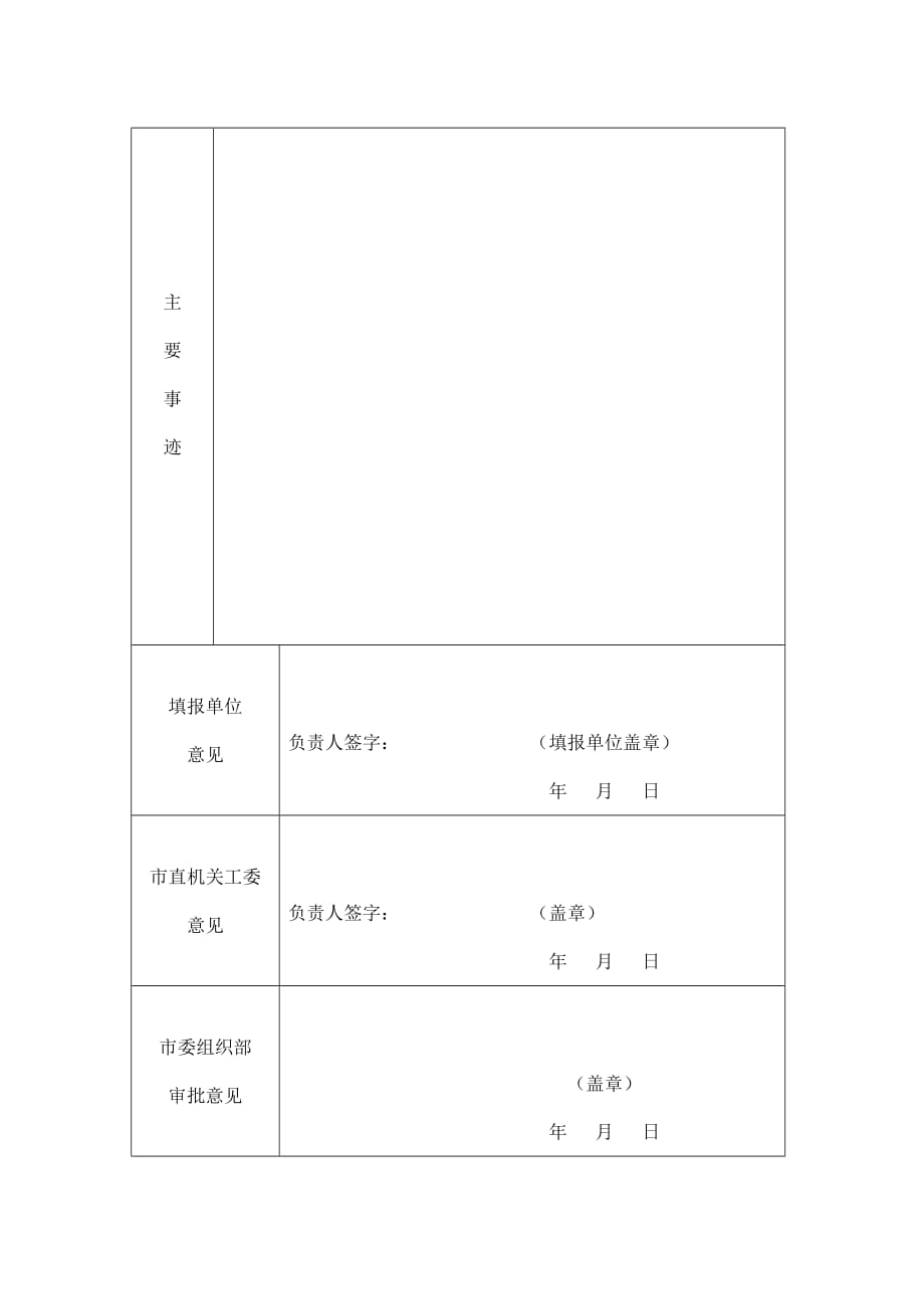 全市先进基层党组织推荐审批表_第2页