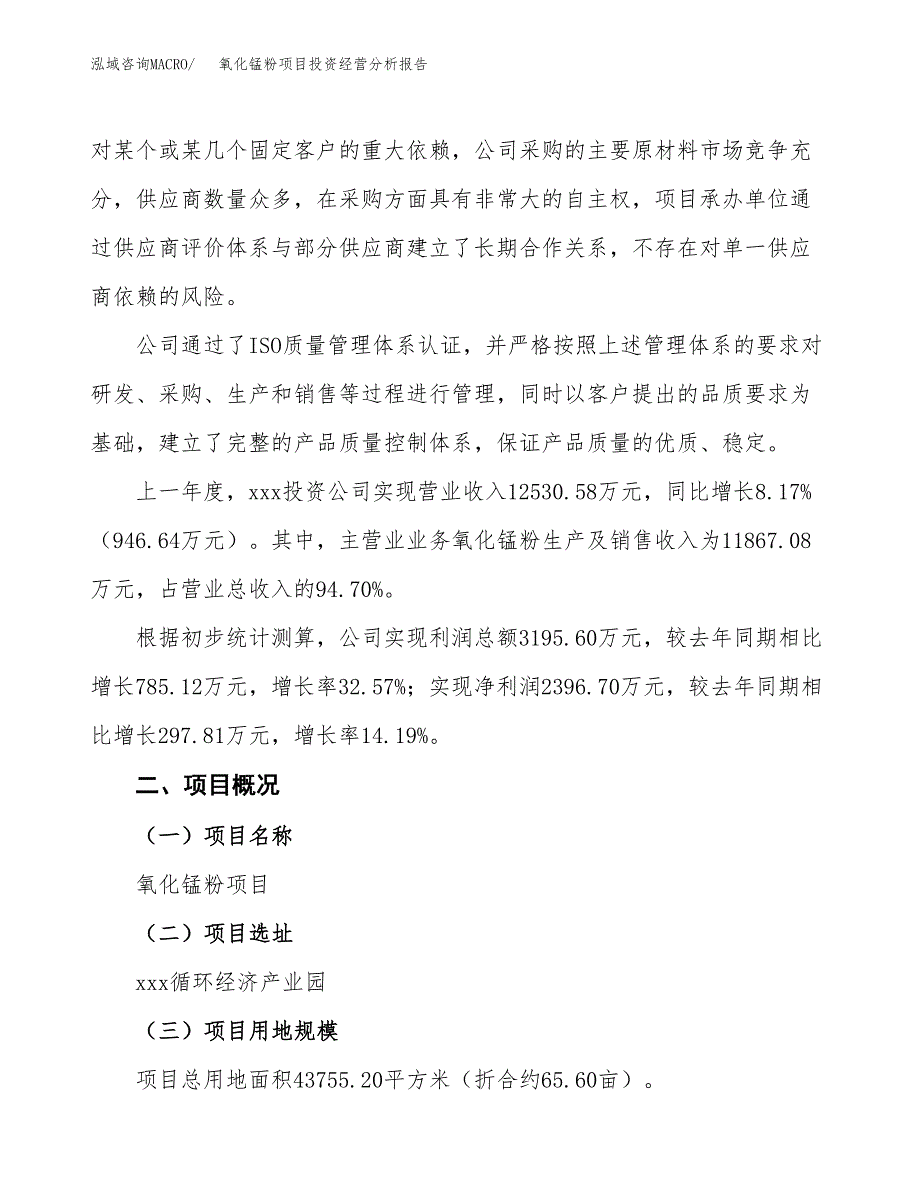 氧化锰粉项目投资经营分析报告模板.docx_第2页