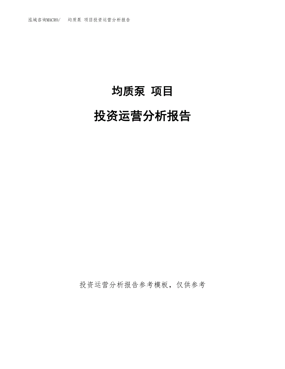 均质泵 项目投资运营分析报告参考模板.docx_第1页