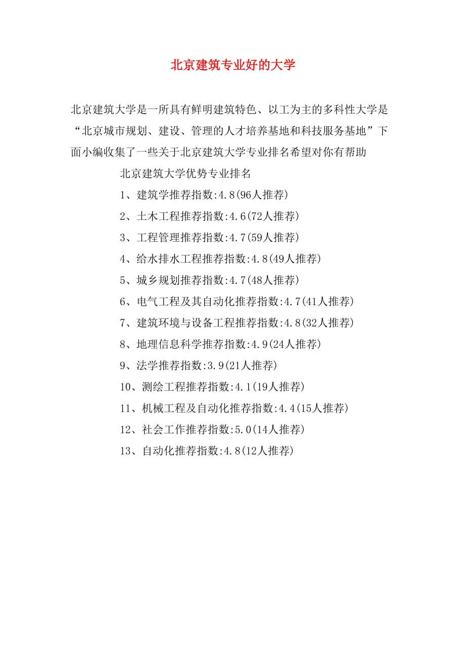 北京建筑专业好的大学_第1页
