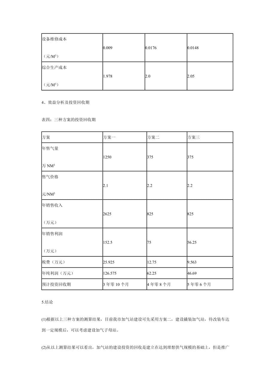 压缩天然气CNG汽车及加气站建设投资估算及效益分析_第5页