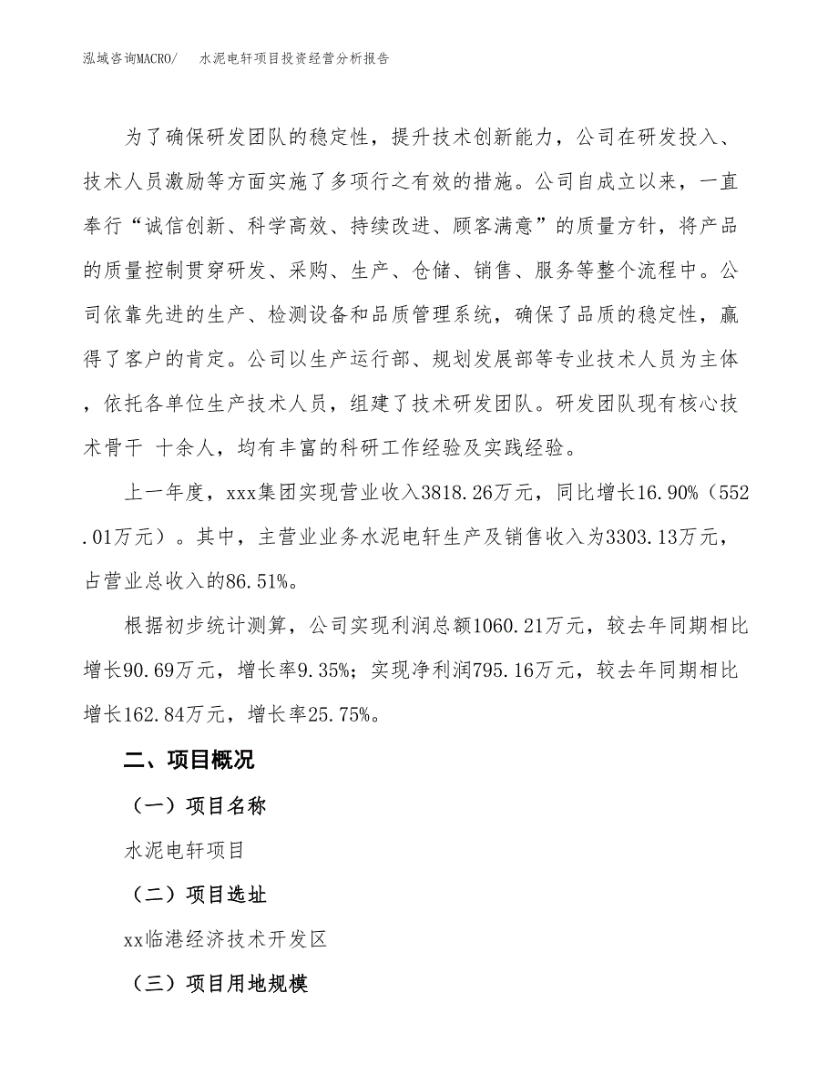 水泥电轩项目投资经营分析报告模板.docx_第2页