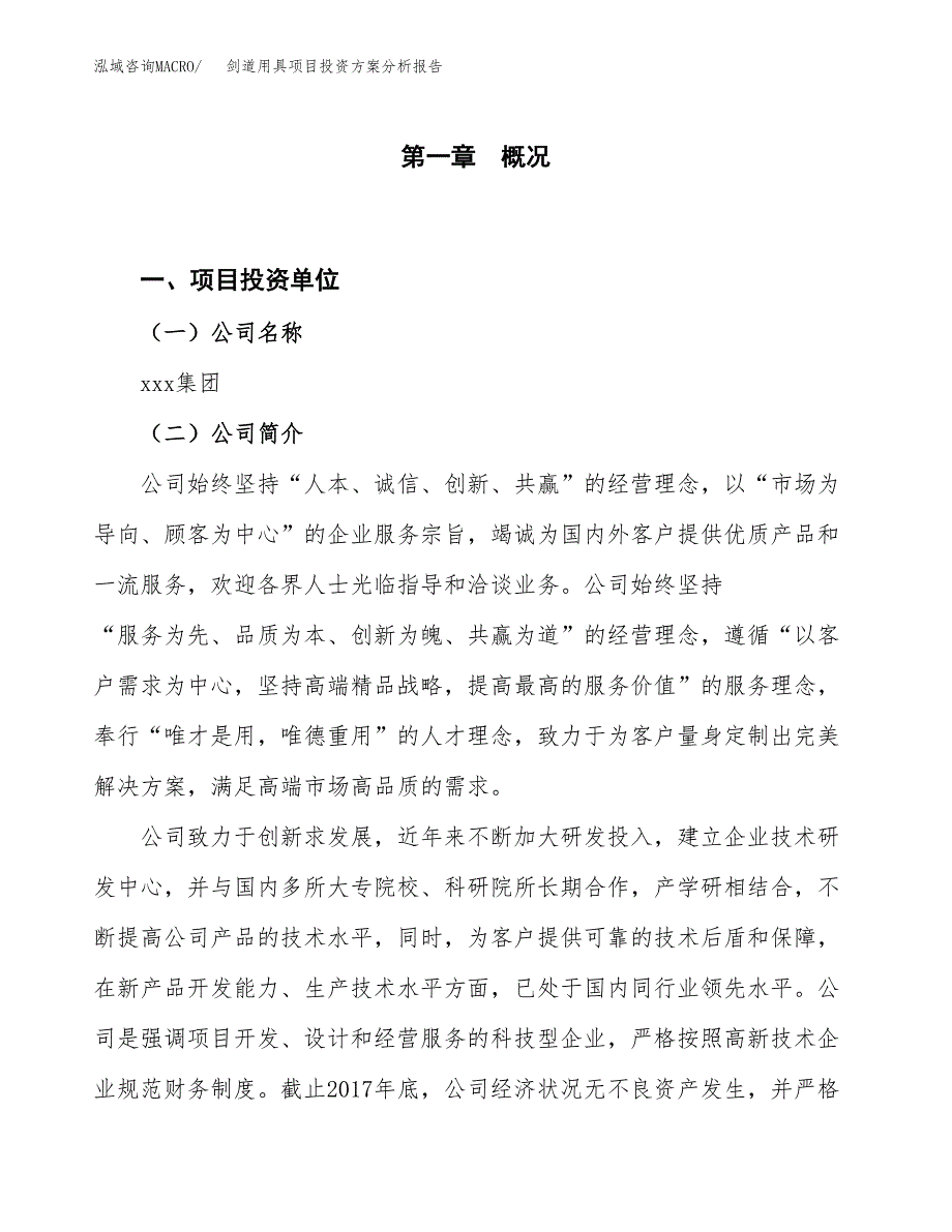 剑道用具项目投资方案分析报告.docx_第1页