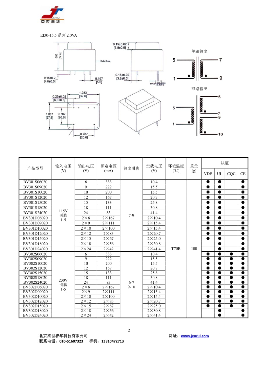 2.0W灌封变压器详细资料选型指南_第3页