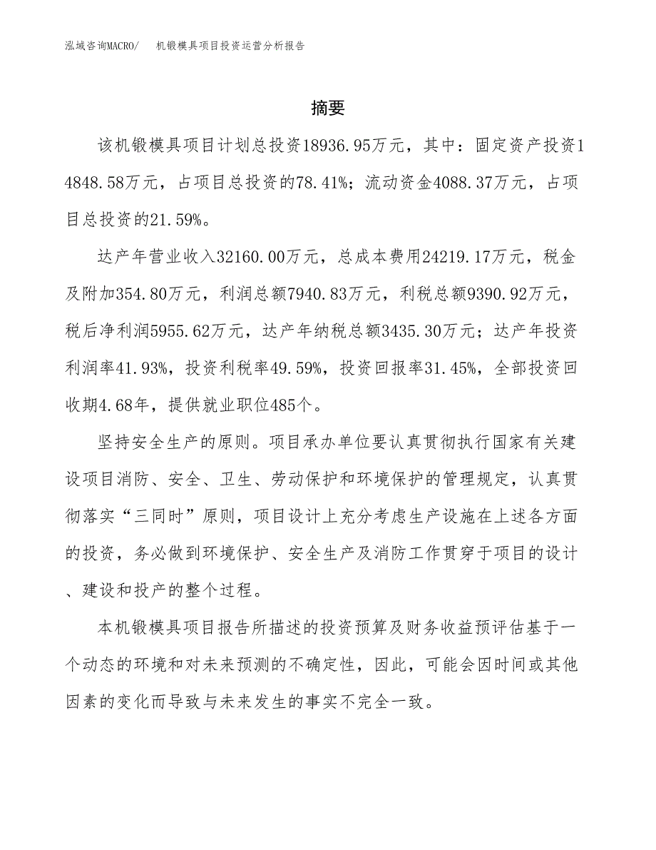 机锻模具项目投资运营分析报告参考模板.docx_第2页