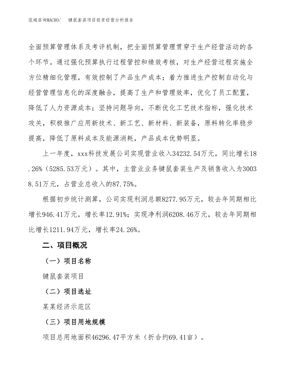 键鼠套装项目投资经营分析报告模板.docx_第2页