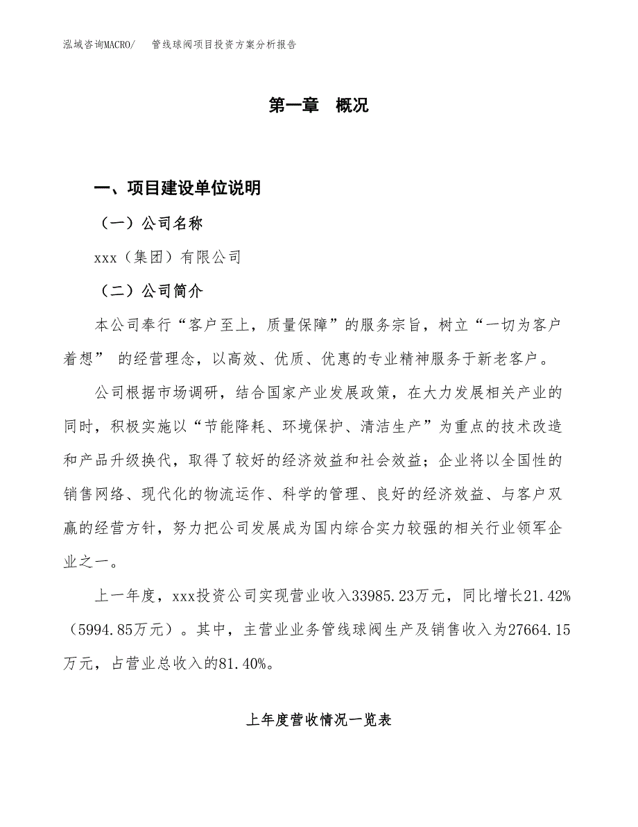 管线球阀项目投资方案分析报告.docx_第1页