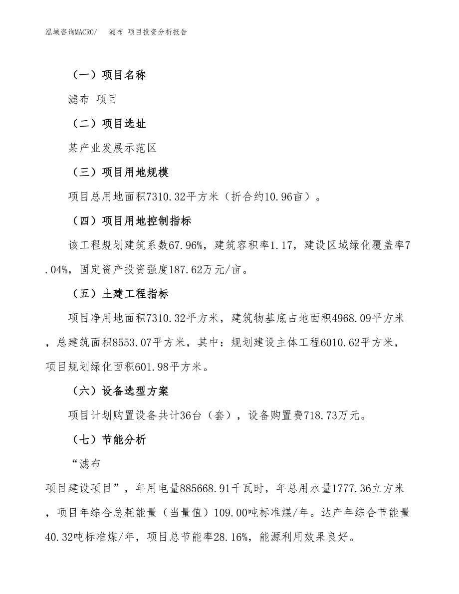 滤布 项目投资分析报告（总投资2000万元）（11亩）_第5页