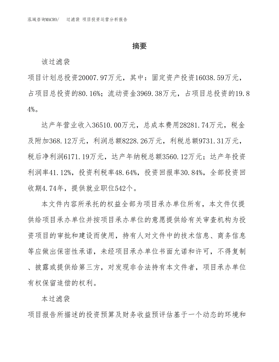 过滤袋 项目投资运营分析报告参考模板.docx_第2页