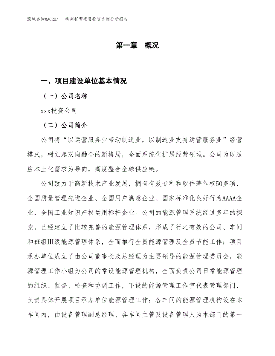 桥架托臂项目投资方案分析报告.docx_第1页