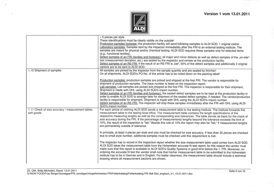 南奥迪纺织品及鞋类尾查验货流程及标准 英文版_第2页