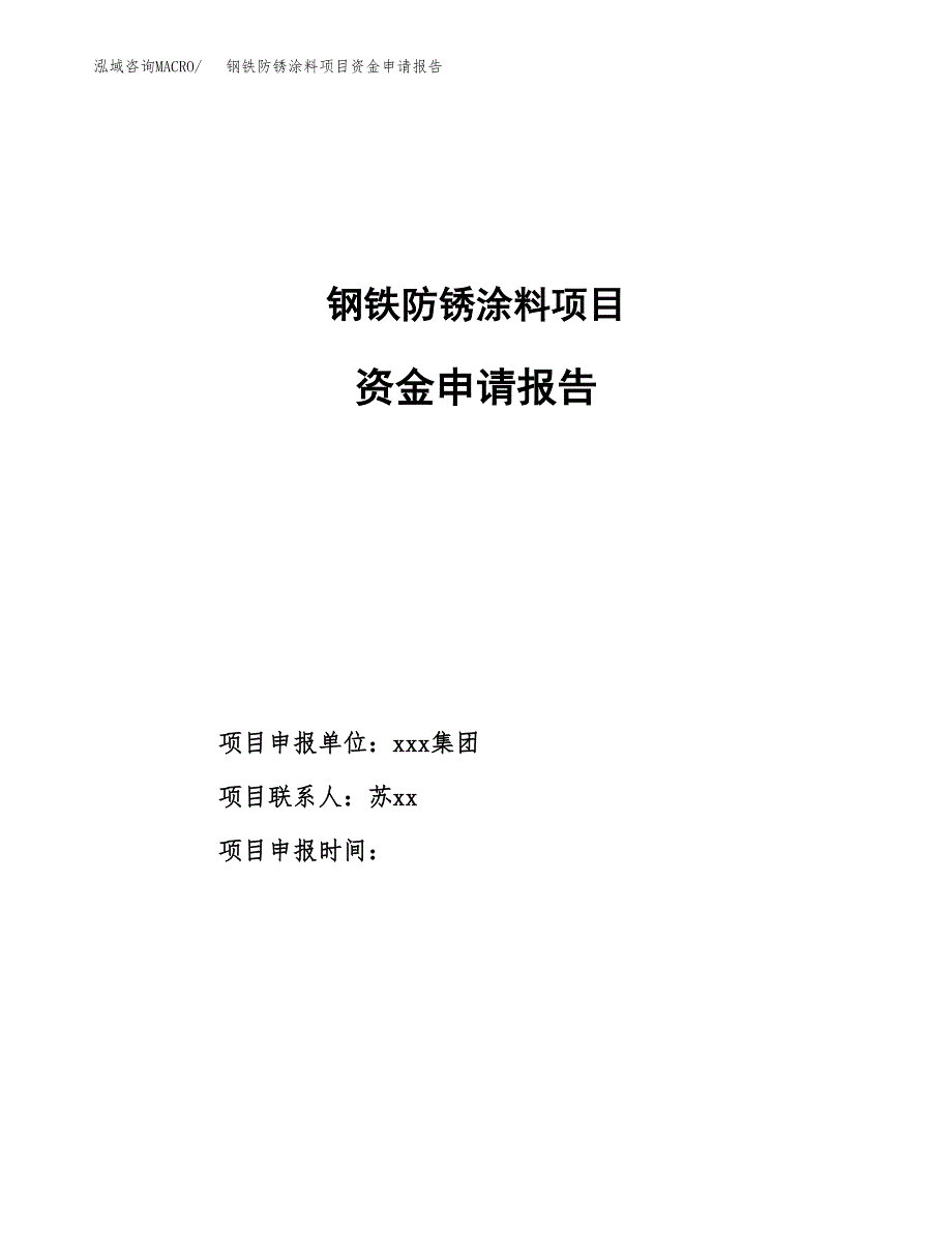 钢铁防锈涂料项目资金申请报告_第1页