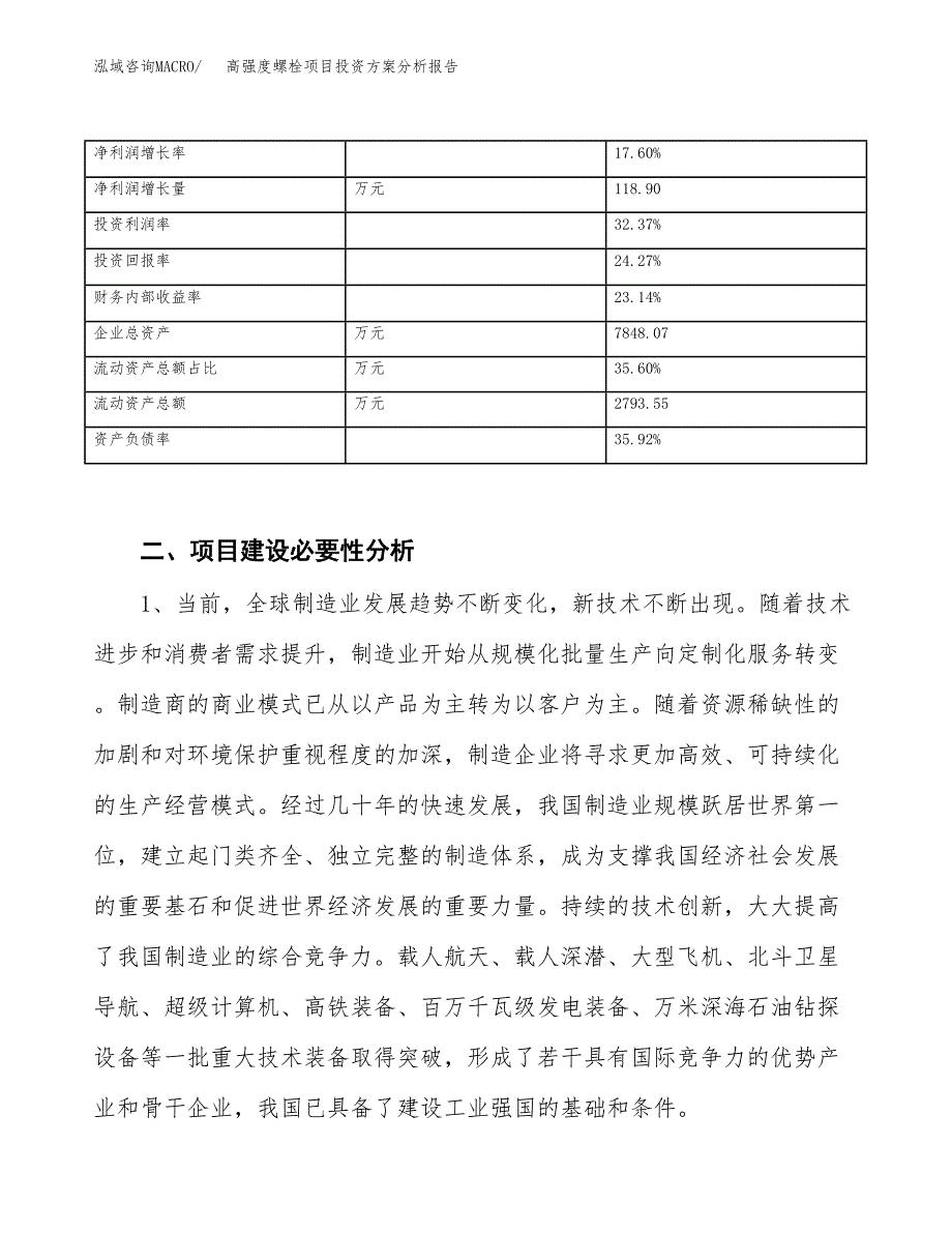 高强度螺栓项目投资方案分析报告.docx_第4页