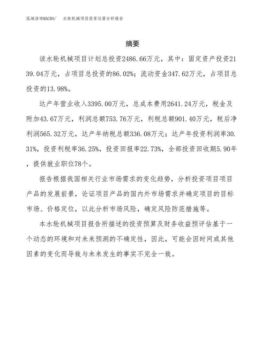 水轮机械项目投资运营分析报告参考模板.docx_第2页