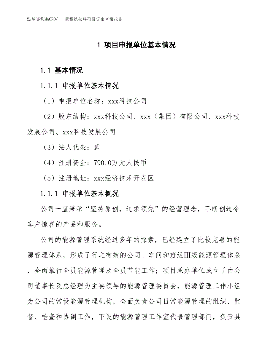 废钢铁破碎项目资金申请报告_第3页