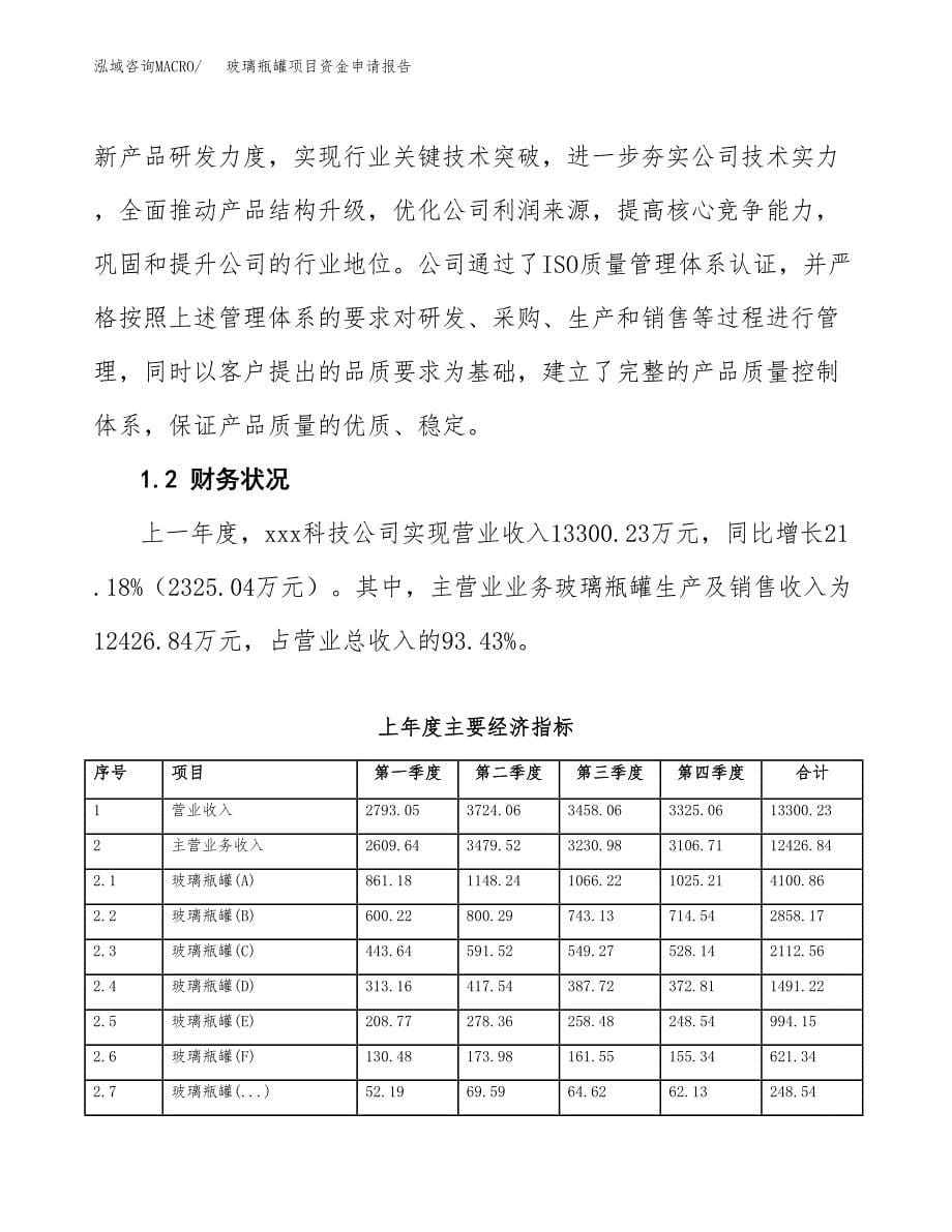 玻璃瓶罐项目资金申请报告_第5页