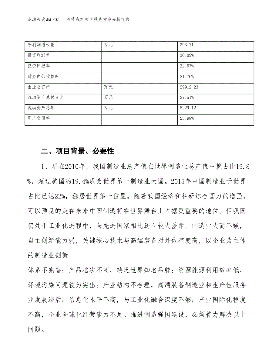 酒精汽车项目投资方案分析报告.docx_第3页