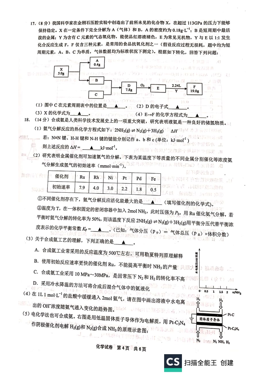 浙江省宁波市2020年新高考选考适应性考试化学试题_第4页