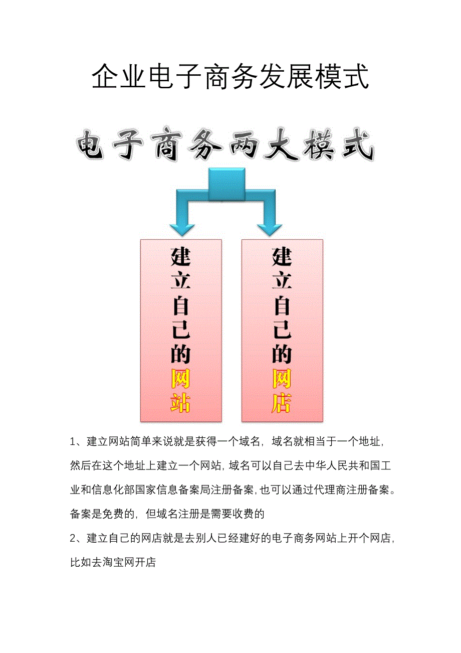 企业电子商务两种发展模式_第1页