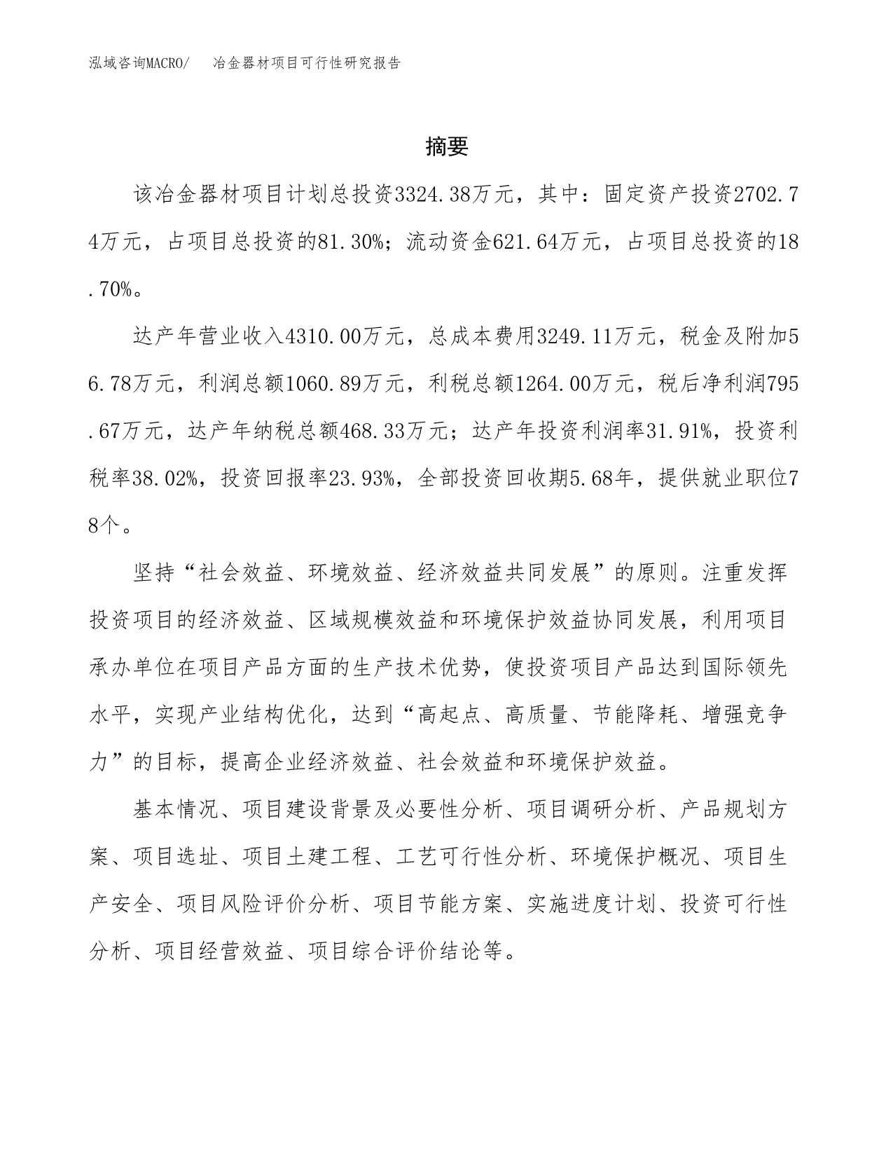 冶金器材项目可行性研究报告汇报设计.docx_第2页