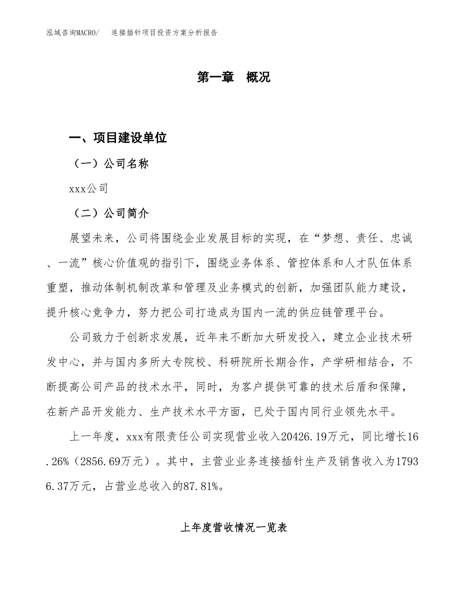 连接插针项目投资方案分析报告.docx_第1页