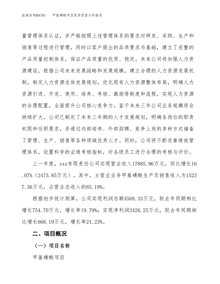 甲基磺酸项目投资经营分析报告模板.docx_第2页