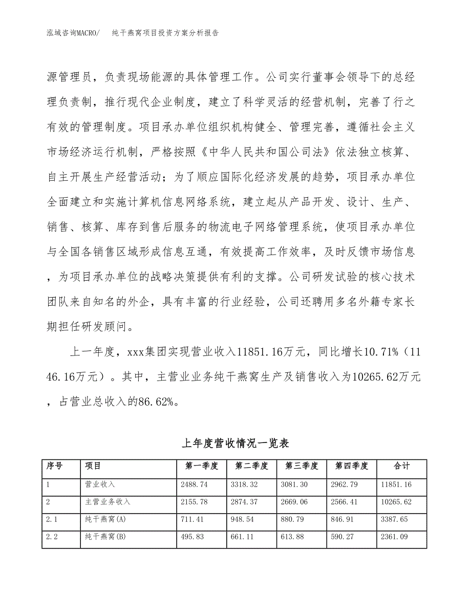 纯干燕窝项目投资方案分析报告.docx_第2页