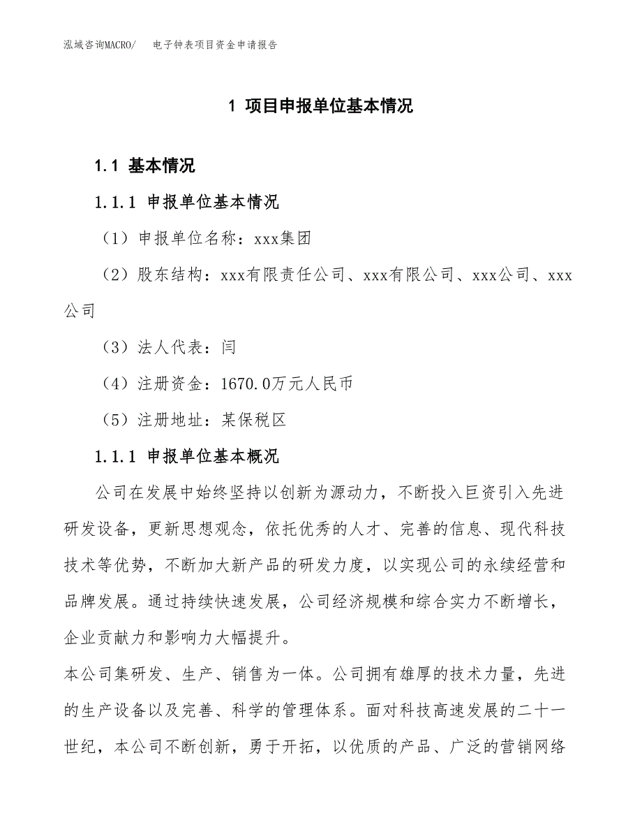 电子钟表项目资金申请报告_第3页