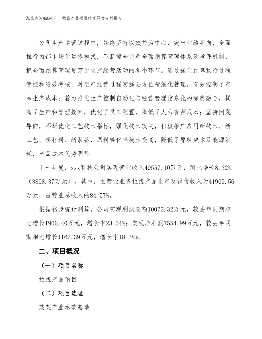 拉线产品项目投资经营分析报告模板.docx_第2页