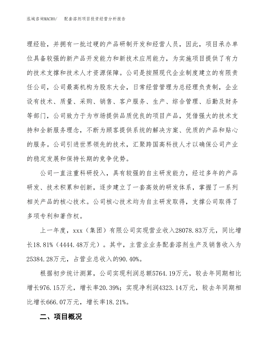 配套溶剂项目投资经营分析报告模板.docx_第2页