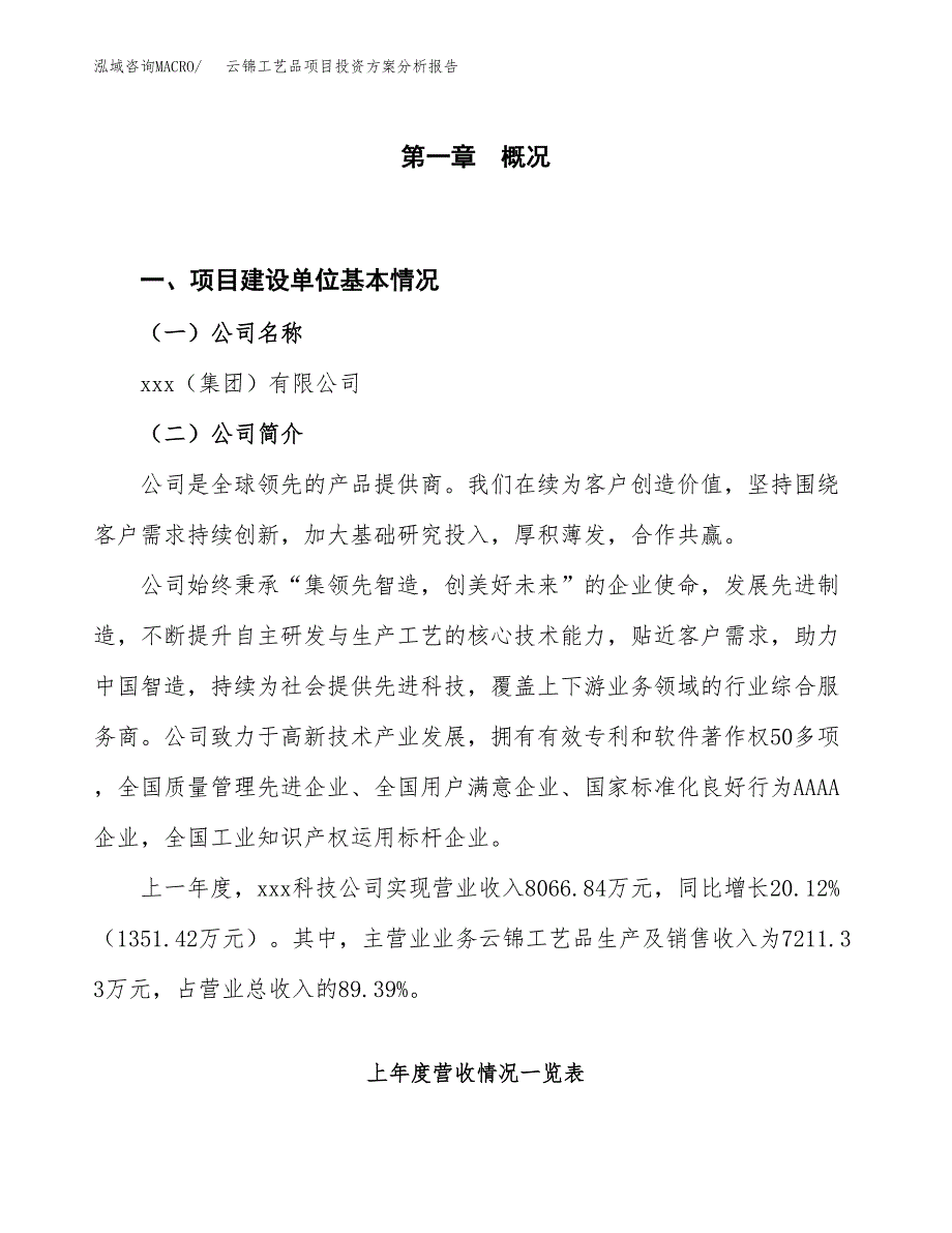 云锦工艺品项目投资方案分析报告.docx_第1页