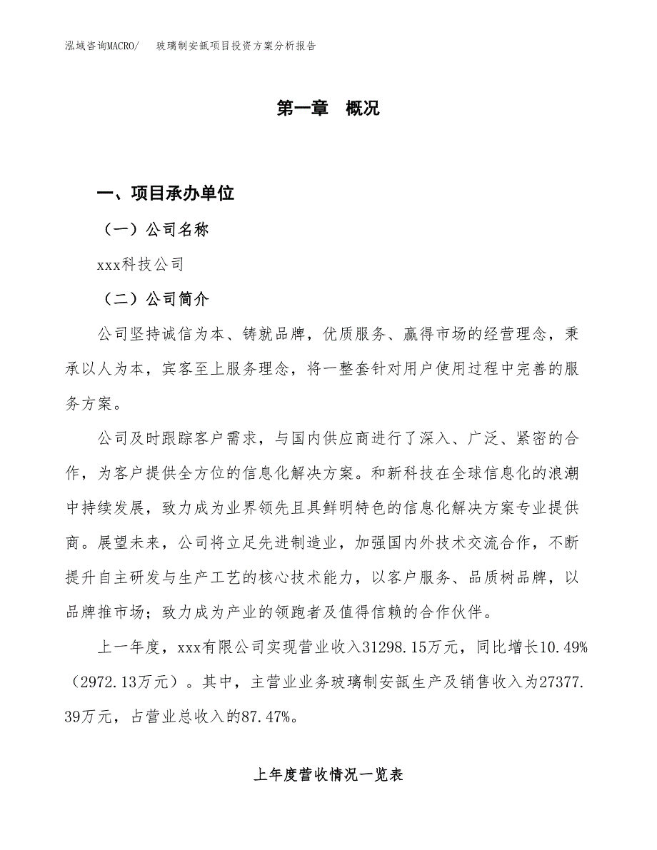 玻璃制安瓿项目投资方案分析报告.docx_第1页