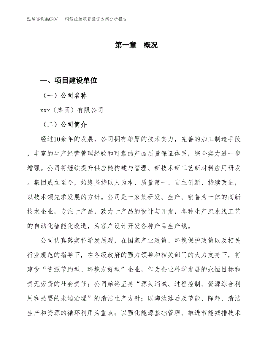 钢筋拉丝项目投资方案分析报告.docx_第1页