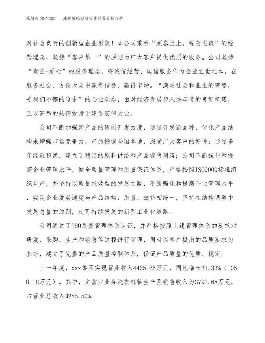 洗衣机轴项目投资经营分析报告模板.docx_第2页