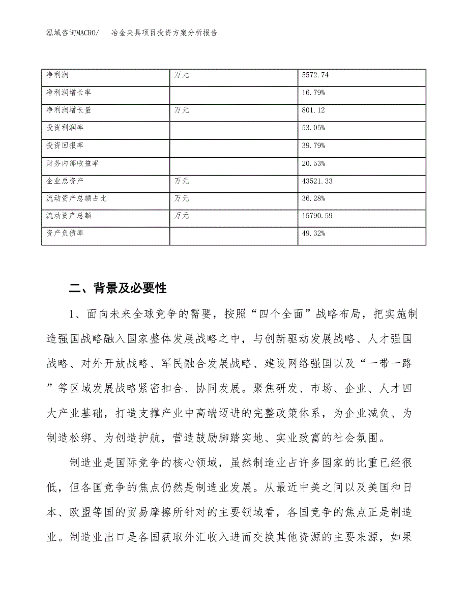 冶金夹具项目投资方案分析报告.docx_第3页