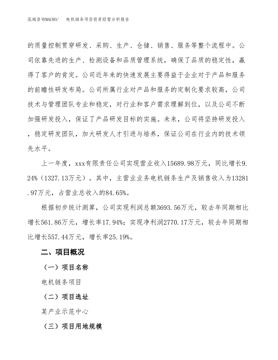 电机链条项目投资经营分析报告模板.docx_第2页